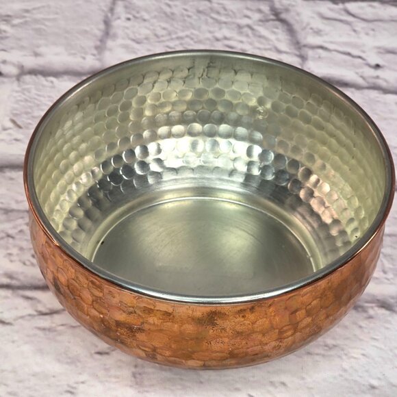 Williams-Sonoma Hammered Copper Silver Metal Lined Small Bowl 5.5" - Picture 2 of 7